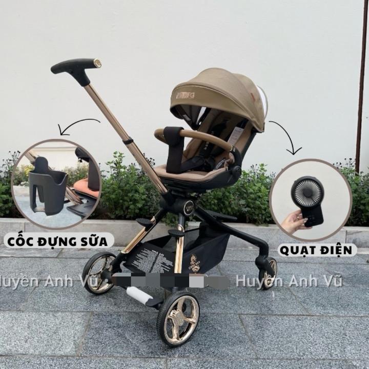 XE ĐẨY VINNG Q11 MÀU NÂU ĐEN - BROWN GẤP GỌN KÈM QUẠT GIÓ Màu Kem , Nâu , Đen ,Trắng Hợp kim nhôm Beige xe  đẩy cho bé vinngq11 mới nhất