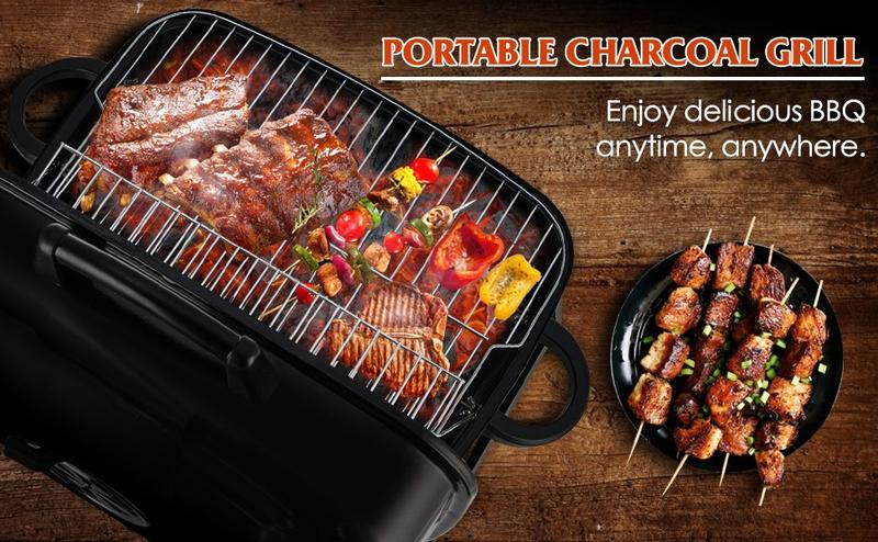 Product Introduction of Portable Charcoal BBQ Grill, Small Grills and Smokers, Folding Tabletop Grills, Camping, Patio, Backyard, Outdoor Cooking 4