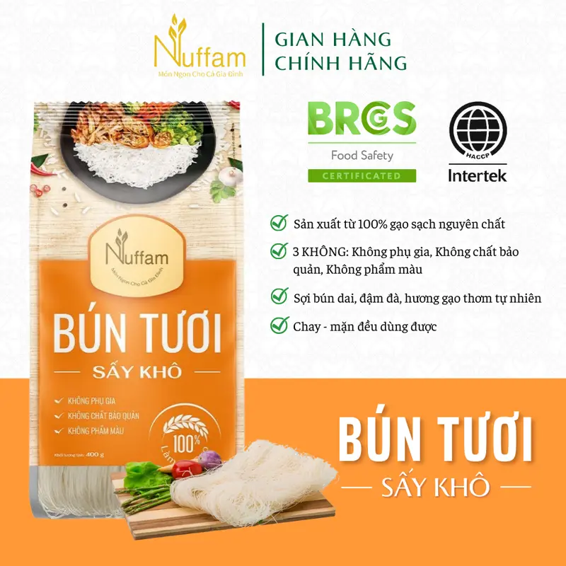 Bún Tươi Sấy Khô 400gr - Chính Hãng Nuffam - Thơm Ngon, Làm Hoàn Toàn Từ Gạo 7