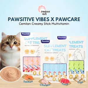 Pawsitive Vibes x PAWCARE - Snack Creamy Double Protein isi 16gr - Cemilan Kucing Bernutrisi- Makanan Basah Kucing