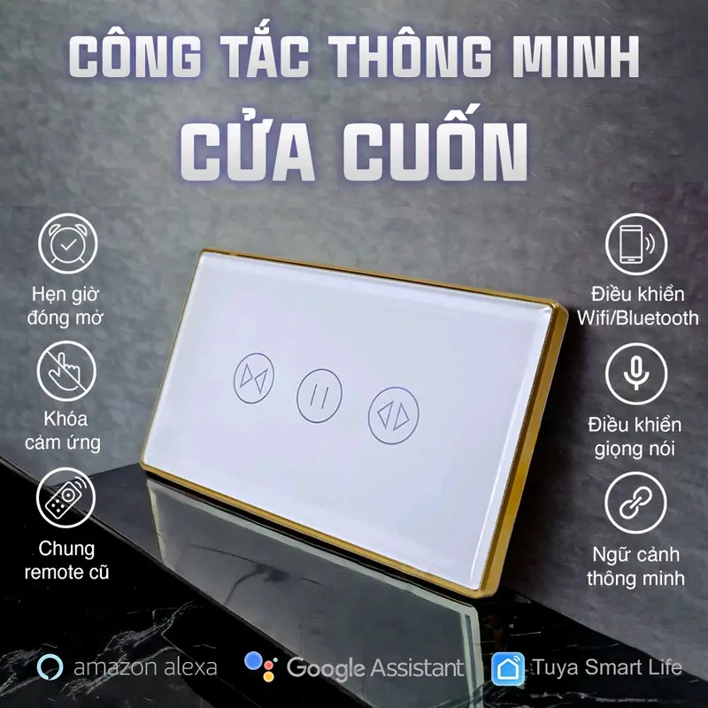 Công Tắc Cửa Cuốn WiFi + Bluetooth Điều Khiến Qua Điện Thoại Ap Tuya congtac camung smart home cuac uon remote  smartkey cảm ứng smart  door cảm  biến tự dừng nhathongminh resmart khiển 2