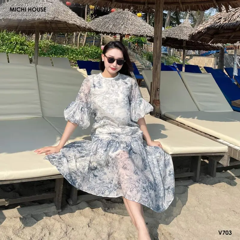 Đầm Bầu Mùa Hè Váy Dự Tiệc Đi Chơi -Váy Bầu Voan Dáng Dài Cao Cấp Sang Chảnh Phong Cách Tiểu Thư Vintage Nữ Women Dress 1