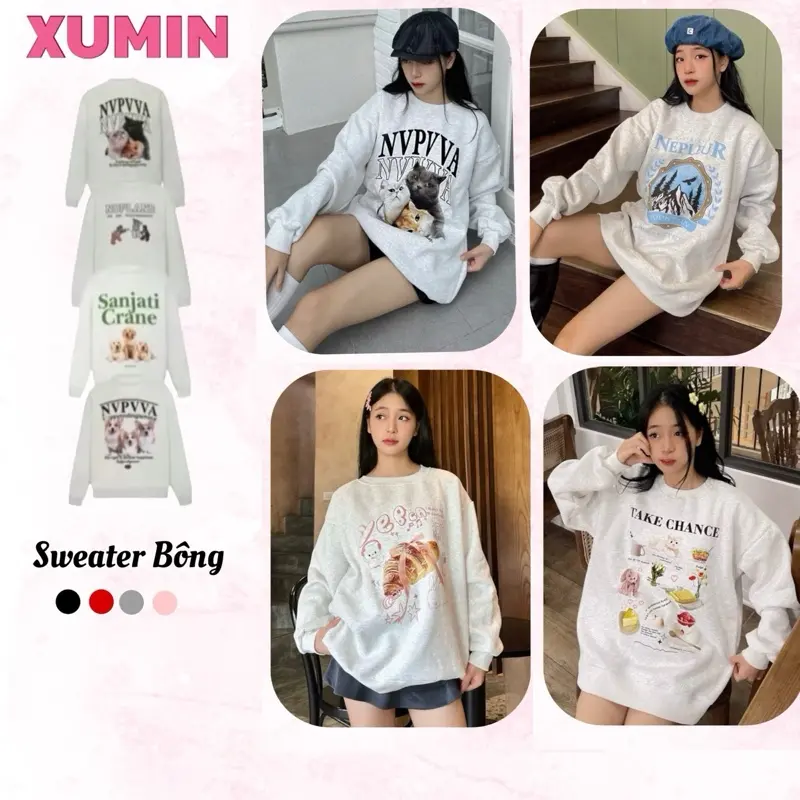 Áo Xám Tiêu Nỉ Bông Sweater Cổ Tròn Top Nam Nữ Nhiều Phân Loại ( Sweater Nỉ Bông) Menswear Hoodie