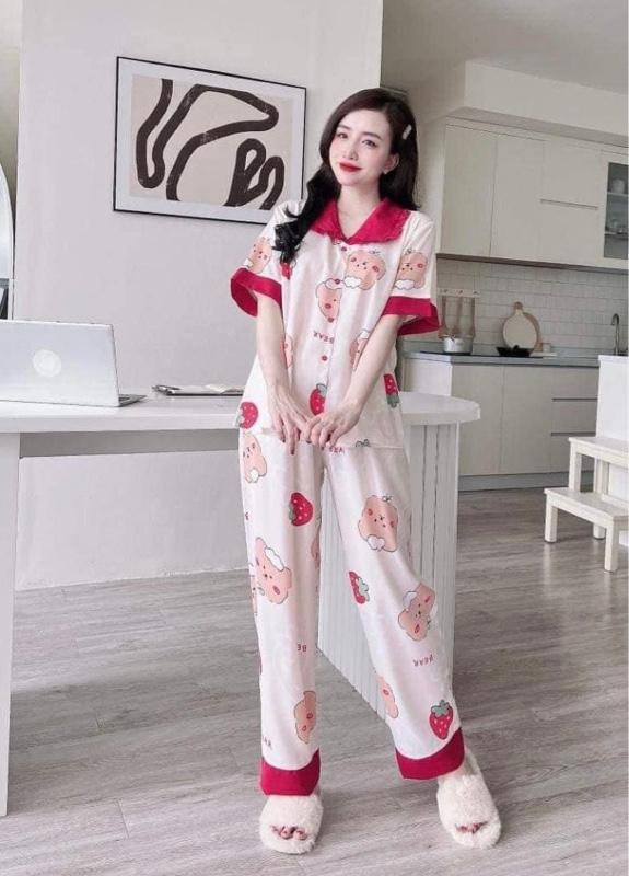 Product Introduction of [MUA 3 GIÁ TỐT] Bộ Đồ Ngủ Pyjama Nữ Áo Cộc Quần Dài – Thiết Kế Phối Viền Xinh Xắn, Họa Tiết Cute, Form Rộng Thoáng Mát (Size M, L 35-57kg) - Phụ Hợp Mặc Ở Nhà hay Đi Chơi 21