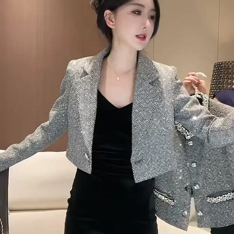 Áo Khoác Kafuu Ngắn, Lux Đầu Vào Kiểu Pháp, Cao Cấp, Thời Trang Phong Cách Phương Tây Mới Mùa Thu, Áo Thanh Lịch Dài Tay 7