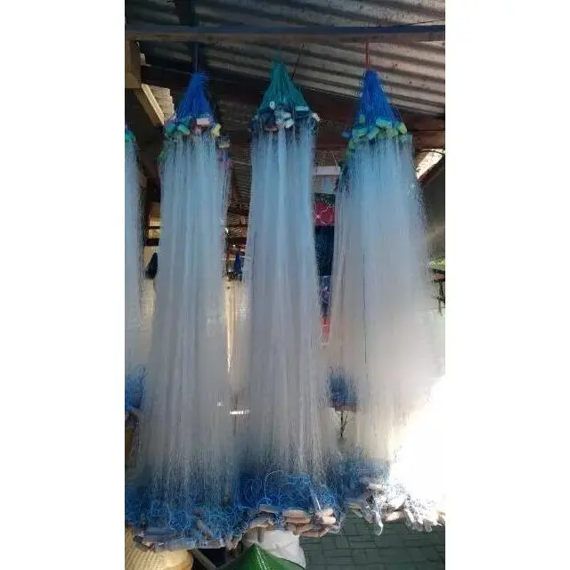 jaring ikan siap pakai ukuran lubang 1 jari kelingking panjang 10 meter tinggi 1 meter senar 0.15 lanting tanah 2