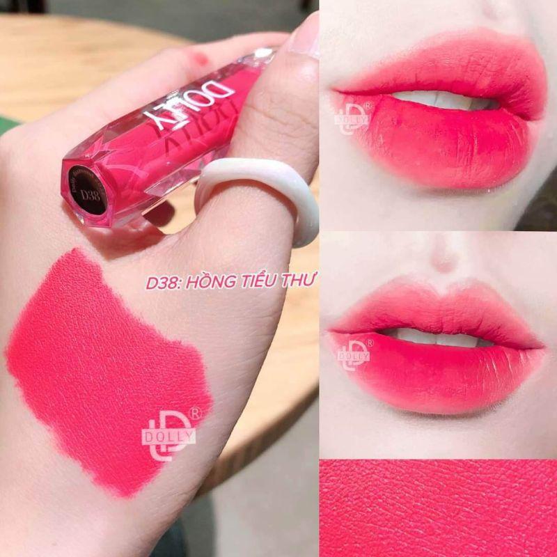 Son kem lì lâu trôi Dolly Diamond không chì kháng nước màu Hồng Tiểu Thư nhẹ nhàng Mỹ Phẩm Cosmetic Trang Điểm Son Môi Nữ Women