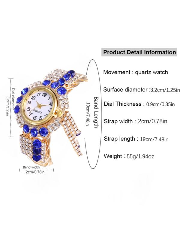 Women's Luxury Elegant Fashion Rhinestone Decorated Round Dial Analog Quartz Watch, Exquisite Trendy Wristwatch for Women & Girls, without Box 1