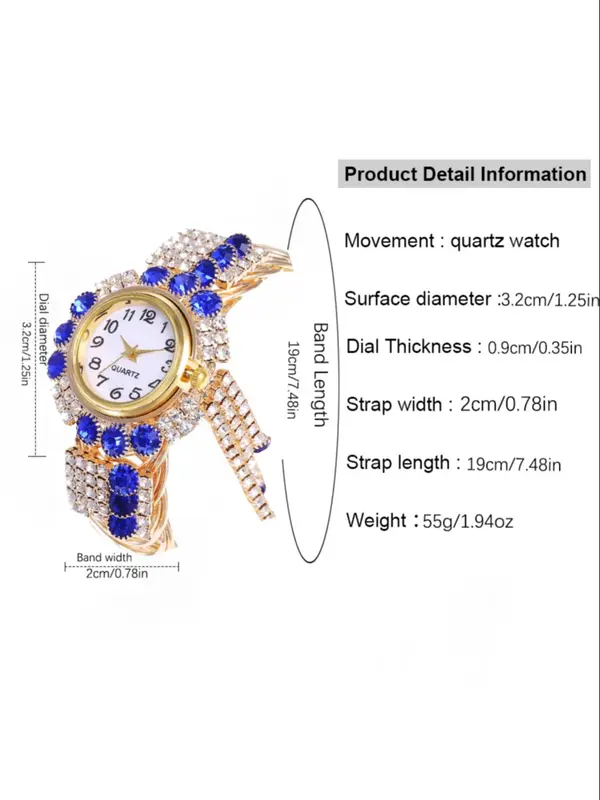 Women's Luxury Elegant Fashion Rhinestone Decorated Round Dial Analog Quartz Watch, Exquisite Trendy Wristwatch for Women & Girls, without Box 1