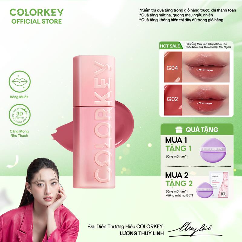Son Bóng 3D COLORKEY Tạo Hiệu Ứng Môi Căng Mọng Đầy Đặn 3ml