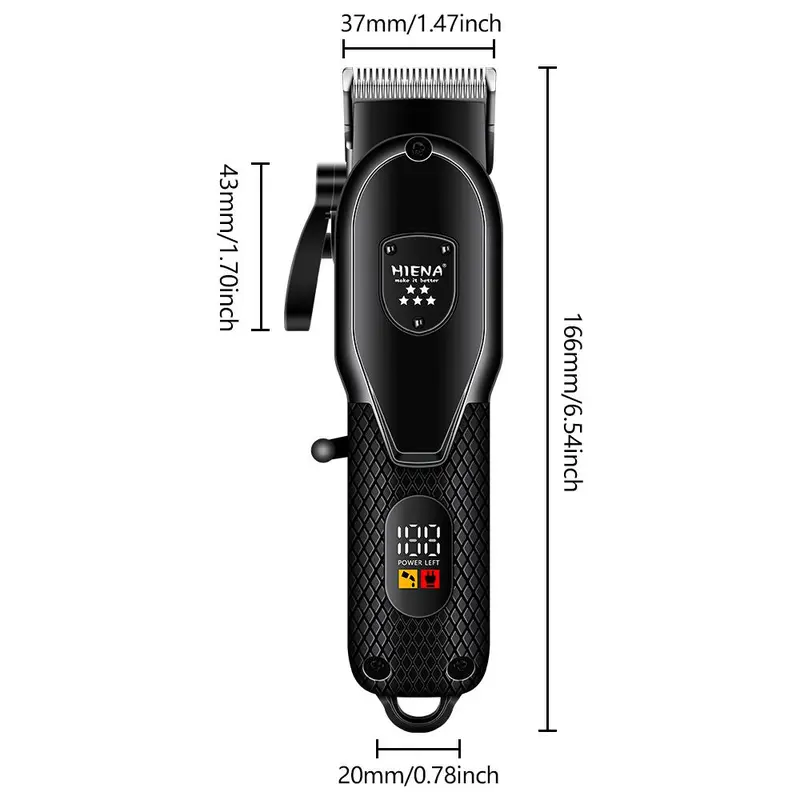 Professional Men's Hair Clipper with LED Display, 1 Set USB Rechargeable Men's Hair Cutting Machine, Cordless Hair Clipper Trimmer, Barber Kit 1