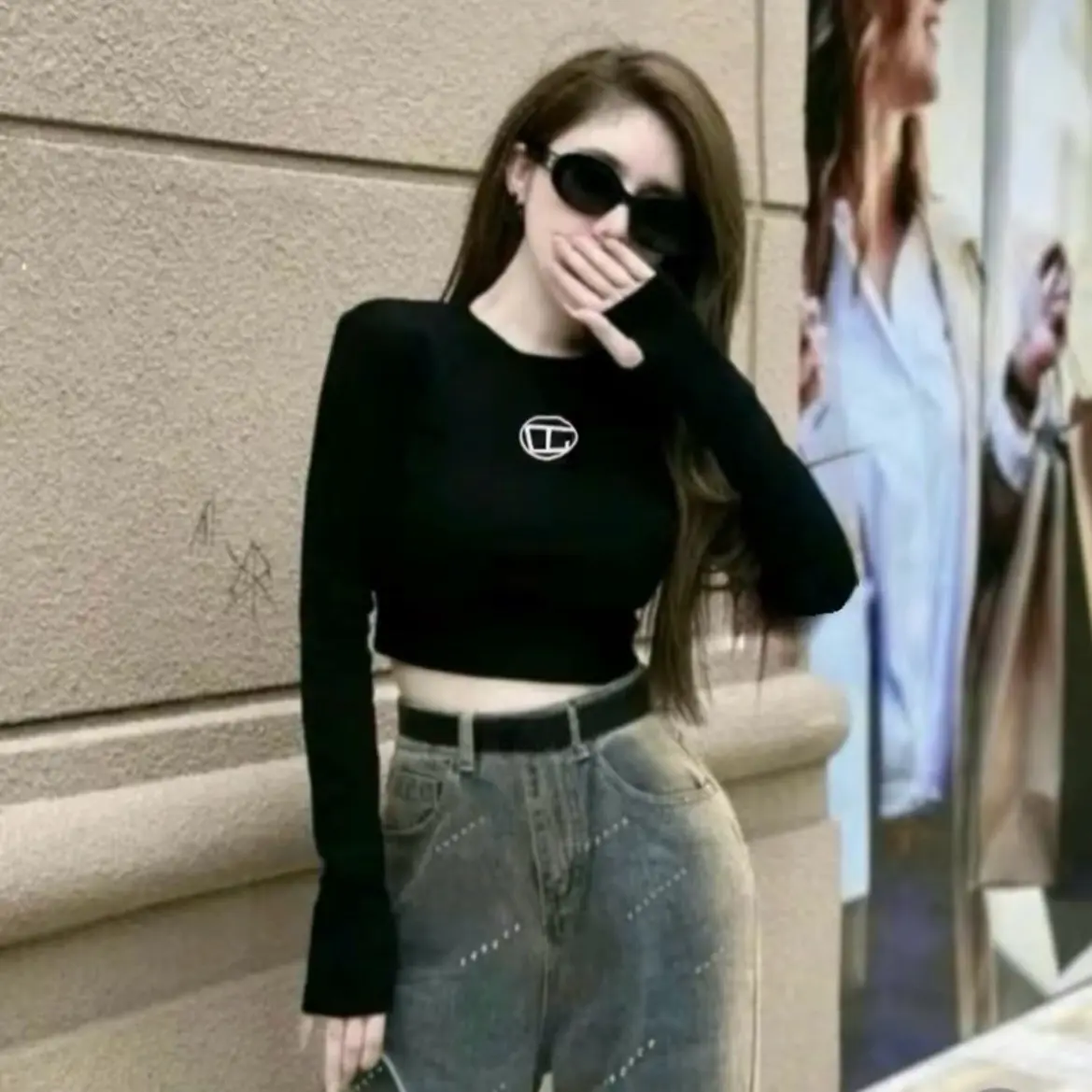 Áo thun nữ cổ tròn tay dài, from croptop đơn giản dễ phối đồ chất cotton mềm mịn