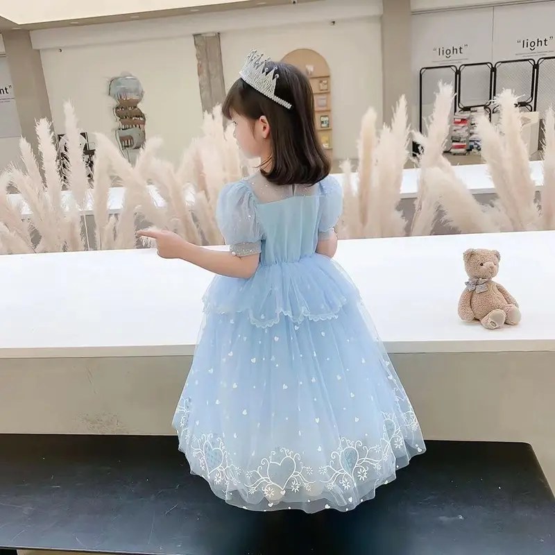 KOSTUM DRESS ELSA FROZEN BLING BIRU CANTIK 3