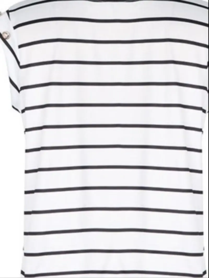 Product Introduction of Women's Striped Print Tank Top, Casual Button Decor Round Neck Top for Summer, Ladies Clothes for Daily Wear 7