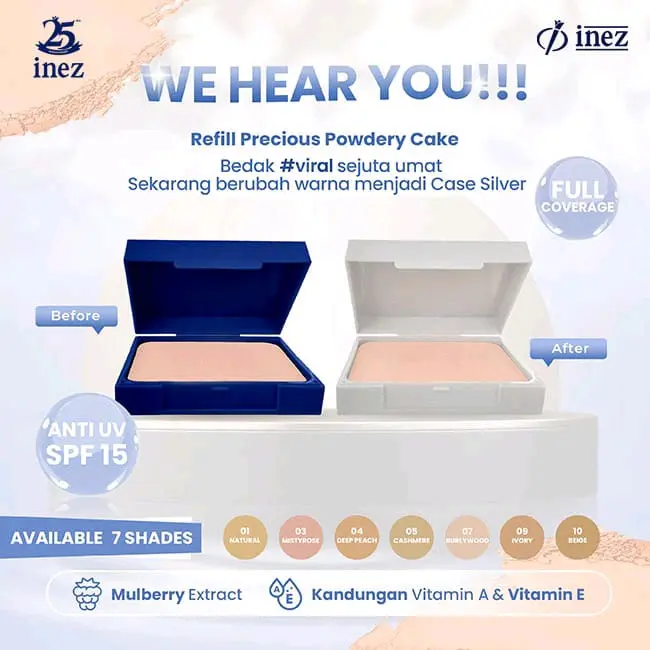 Inez Refill Color Contour Plus Compact Powder (new case) Wajah