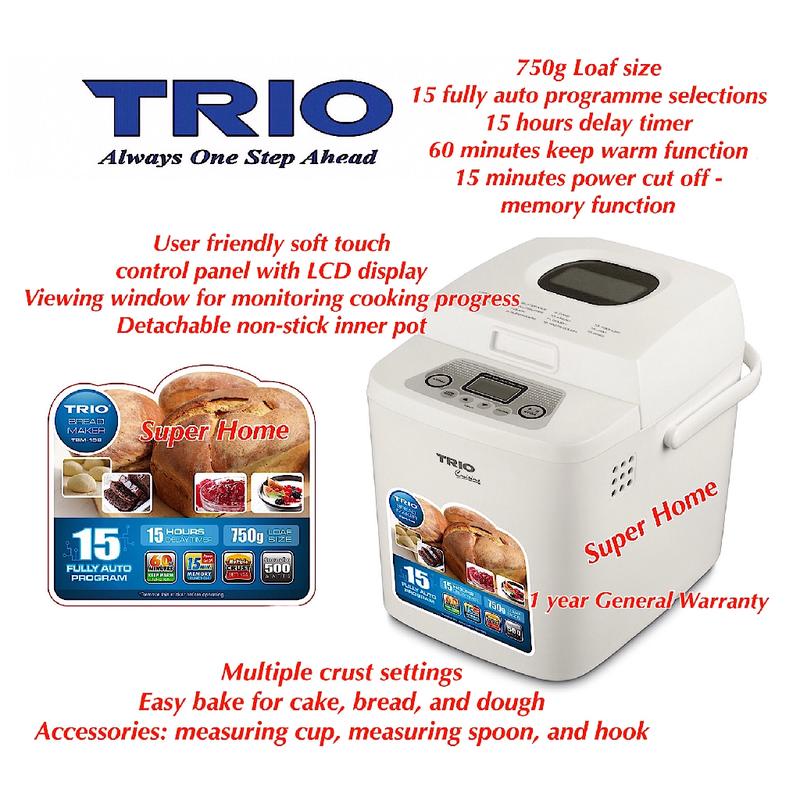 Trio Bread Maker TBM-106 Home made Non-Stick Bread Maker TBM106 ...