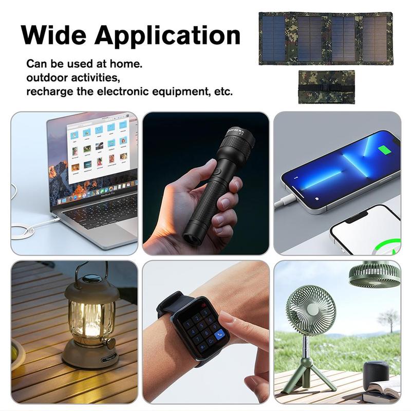 Product Introduction of Portable Solar Powered Charger, Foldable Solar Panel Charger, USB 5V Output Solar Panel, Outdoor Travel & Camping Charger for Phone & Tablet 5