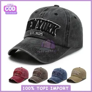Topi Baseball Pria Wanita New York Denim Jeans Est 1625 Hitam Fashion Outfit Outdoor Sport Golf  Pengait Ring Besi