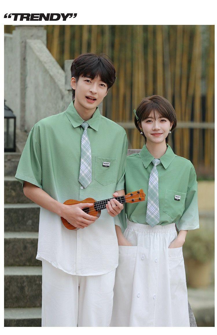 Product Introduction of Graduation Class Outfit Set - Trendy Gradient Color Short Sleeve Shirt |     School Uniform for Middle School Students, Performance & Recital |     Stylish Academic Wear (Boys & Girls) 8