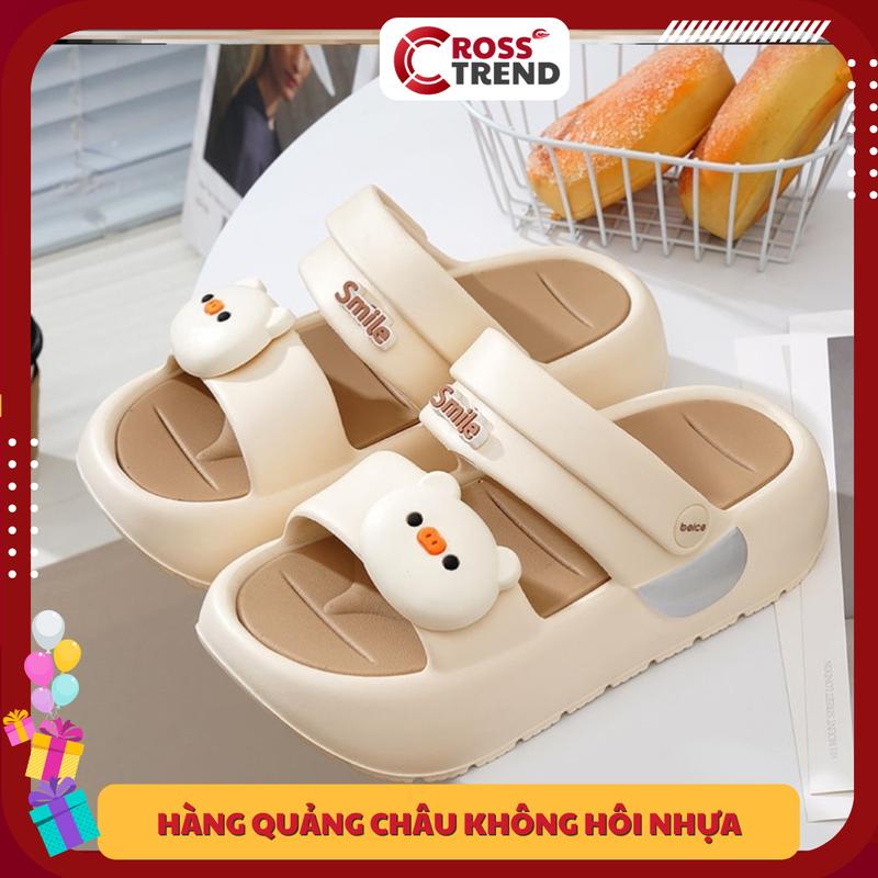 Dép sandal kiểu mới nhất 2025, Dép sandal cross nữ bánh mì sang chảnh HEO SMILE mang đi học đế cao 4,5cm mềm êm chân Shoes CROSS TREND