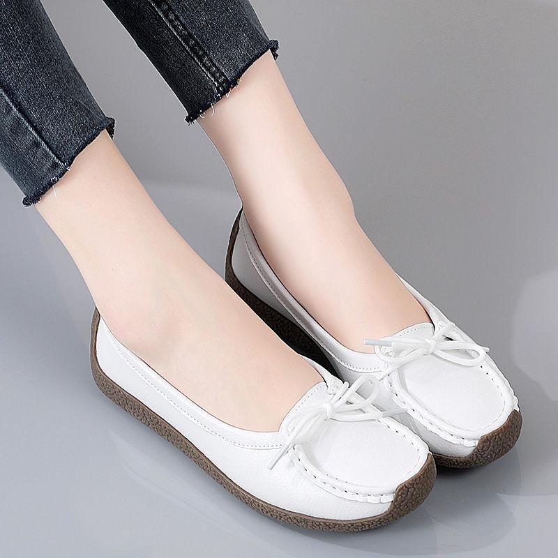 Giày Doug Da Thật Giày Đế Gân Nữ Giày Lười Cho Mẹ Giày Đế Bằng Thường Ngày 1