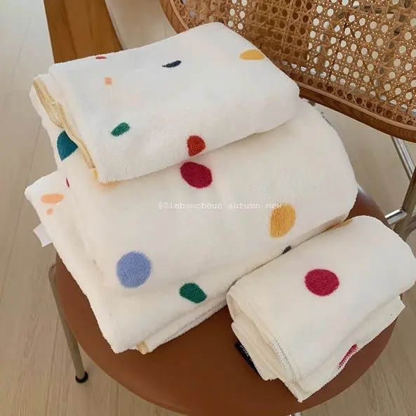 [1591 Positive Reviews] Colorful Polka Dot Bath Towel for Women, Absorbent, Quick-Drying, Non-Shedding, Household Towel Set of Two, New Ins Style Bath Towel