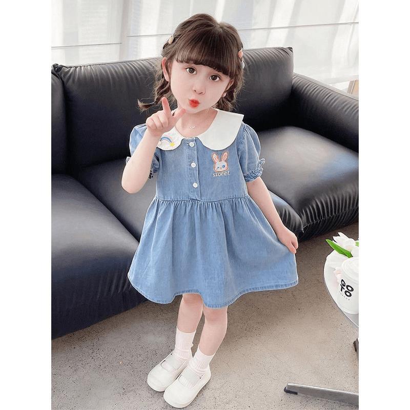 Váy Mùa Hè Cho Bé Gái, Phong Cách Công Chúa, Váy Denim Mềm, Cho Bé Và Trẻ Em Mới, Phong Cách Phương Tây, Thích Hợp Đi Chơi 5