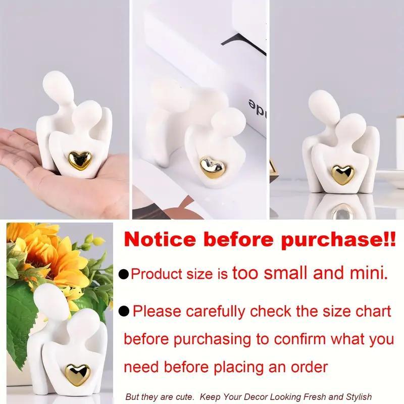 Product Introduction of Modern Ceramic Hugging Love Statues, 2 Pairs Heart Shaped Decoration, Romantic Gift, Suitable for Bedroom Office, Living Room Decoration, Valentine's Day Gift Idea 4