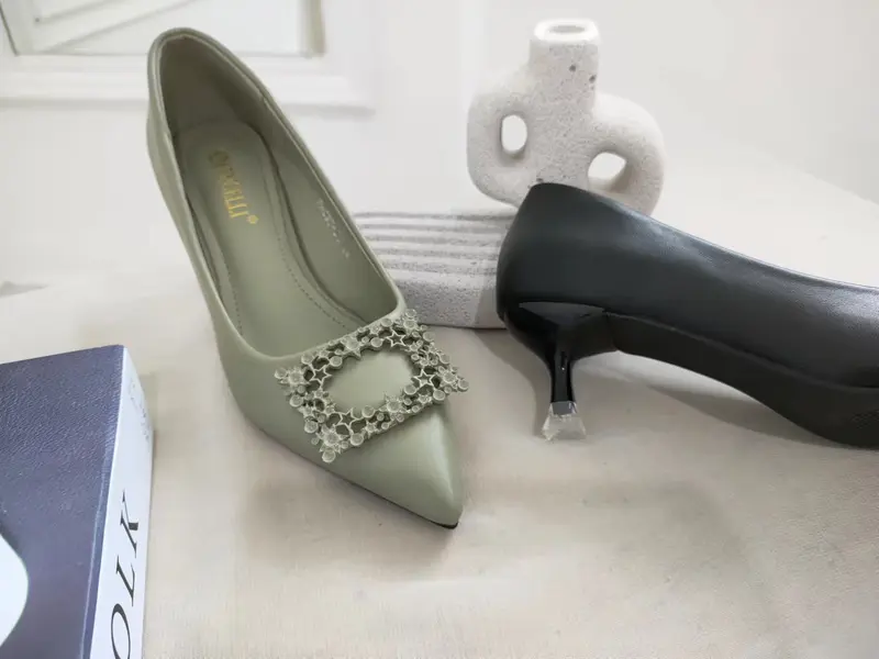Simoncelli Sepatu Wanita Heels 5 cm Polos Sepatu Kerja Kuliah Pesta Heels Kerja Hitam Black Khaki Elegant Import PHC97-JU Heels Shoes 5