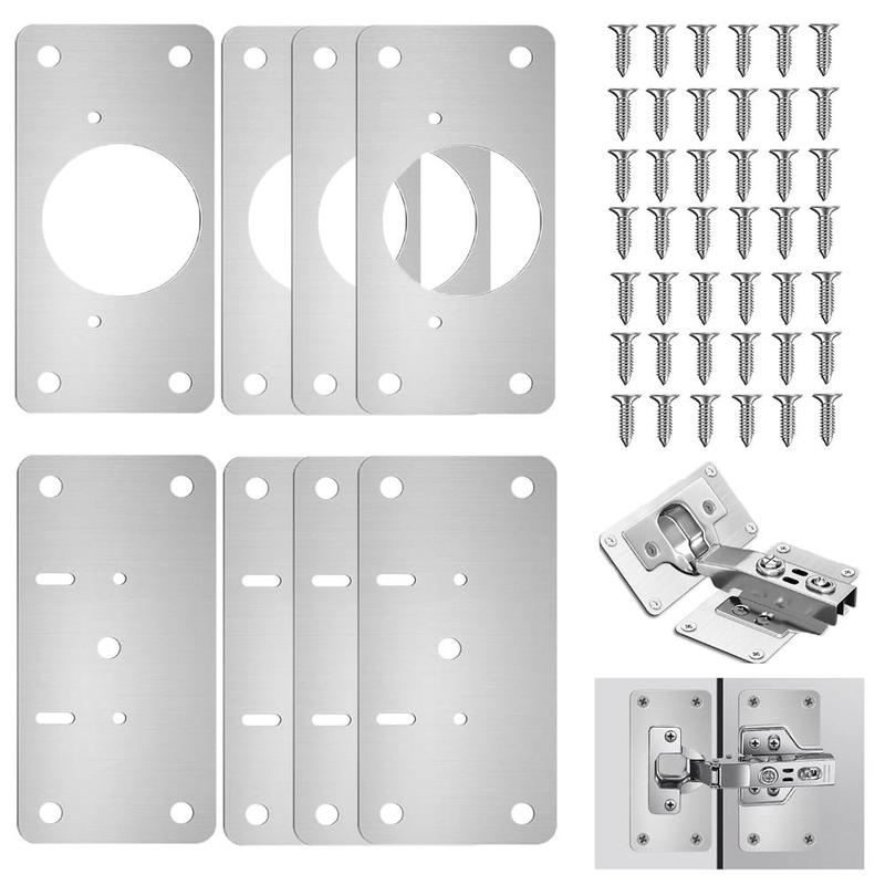 Product Introduction of Cabinet Door Hinge Repair Plate, Kitchen Cabinet Door Lock, Cabinet Door Hinge Repair Bracket with Screws, Door Hardware Accessories 0