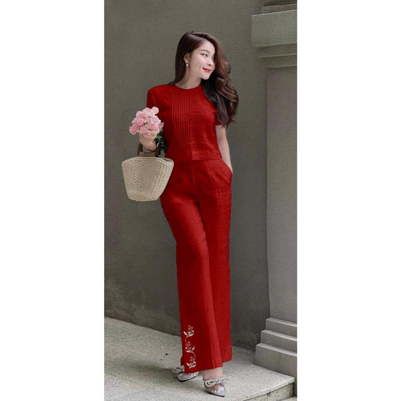  Set Bộ Nữ Áo Xếp Ly Quần Dài Chất Đũi Mát Mẻ Mặc Nhà Đi Chơi đồ bộ nhà may ,Mã MH83 