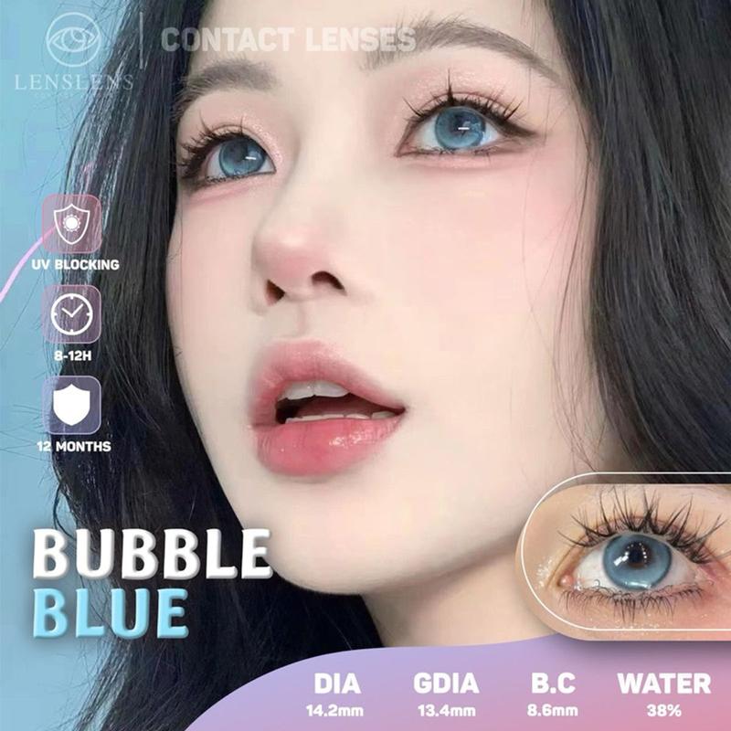  Lens Mắt Kính Áp Tròng Xanh Dương Viền Bong Bóng Bubble Blue 14.2 