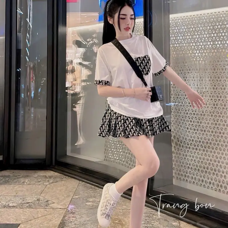 Set áo tăm váy kaki có lót Top Voi Women Nữ Nhung dobotole  lungbeolon đồ  bộ bộ  nỉ  nữ quần đi chơi 1