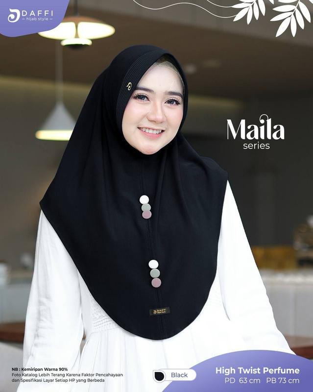 Daffi Jilbab MAILA  Kerudung  Instan Bergo Pad Aksen Variasi Kancing 6