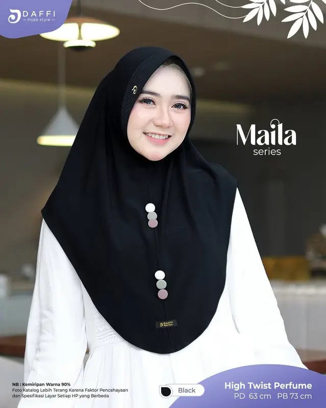Daffi Jilbab MAILA  Kerudung  Instan Bergo Pad Aksen Variasi Kancing 5