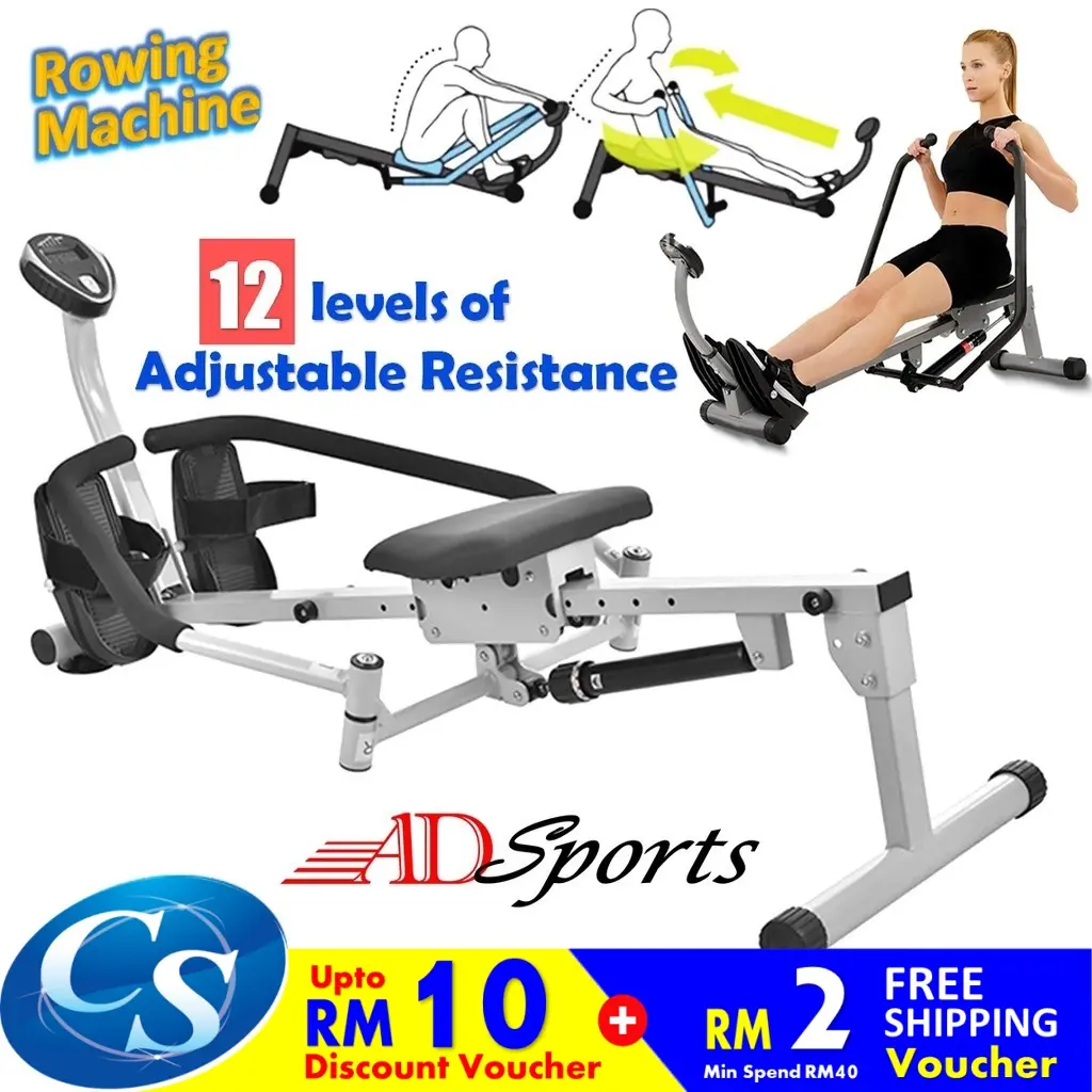 ADSports Rowing Machine Indoor Rower Indoor Double Paddle Hydraulic ...