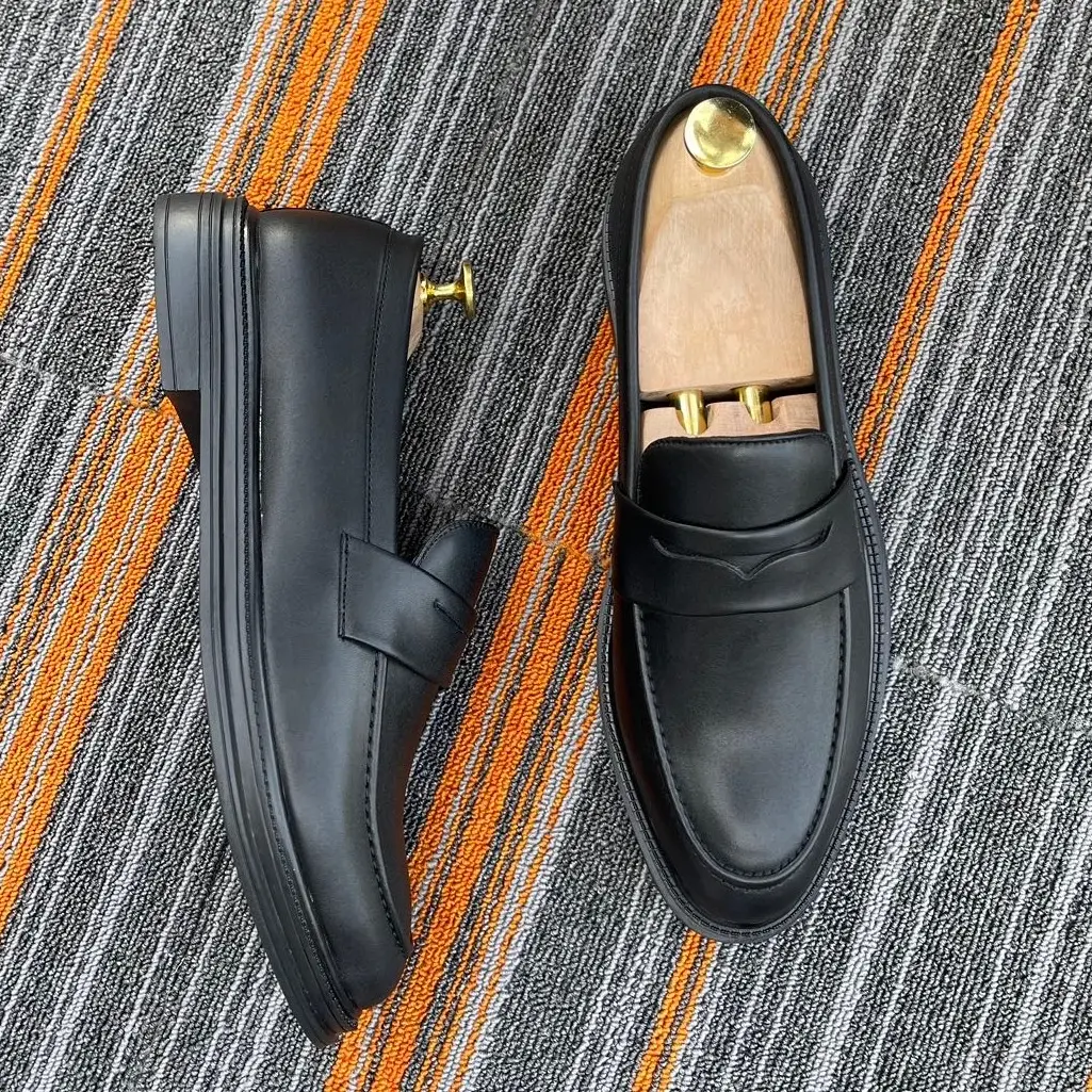 Giày Da Công Sở - Penny Loafer Tăng Cao Dây Băng Trơn Mang Lại Sự Sang Trọng Lịch Lãm Đẳng Cấp Quý Ông Shoes
