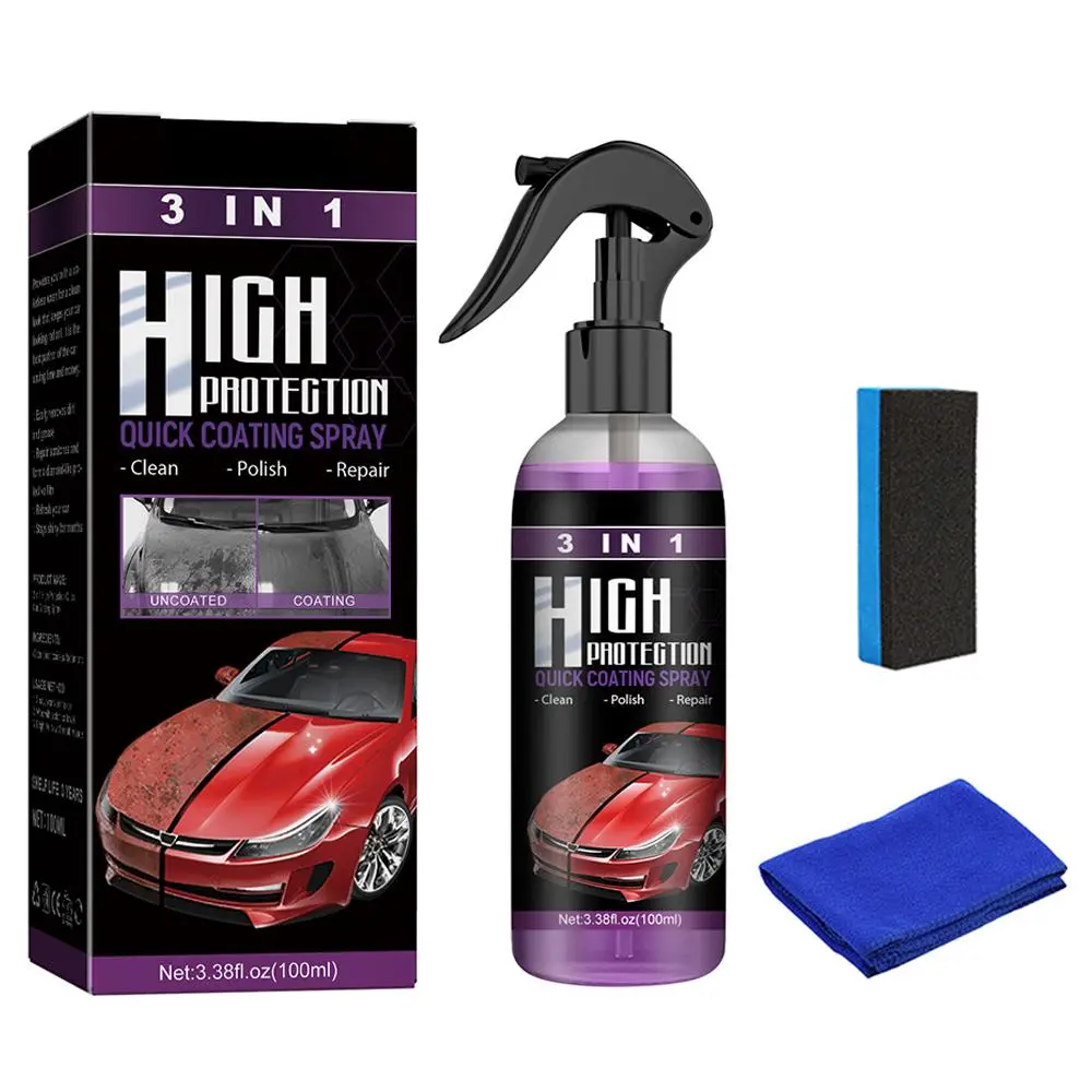 3 in 1 Car Cleaning & Coating Spray Set, High Protection Wax Polishing Tool, Car Paint Scratch Repair Tool, Car Paint Care Accessories