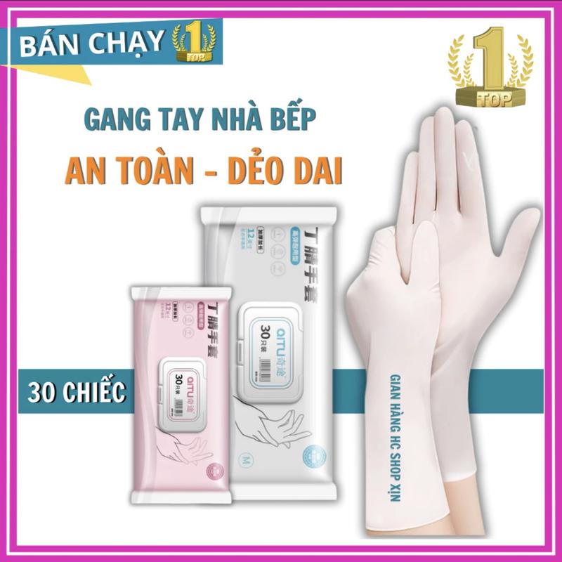 Hộp 30 găng tay làm bếp nấu ăn, rửa bát. Găng tay đa năng siêu dai, không mùi. Có thể tái sử dụng Cao Su Đồng