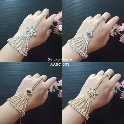 Gelang Cincin / Panja 1 jari / Gelang sambung cincin Full Mata mewah dan Murah AAGC03