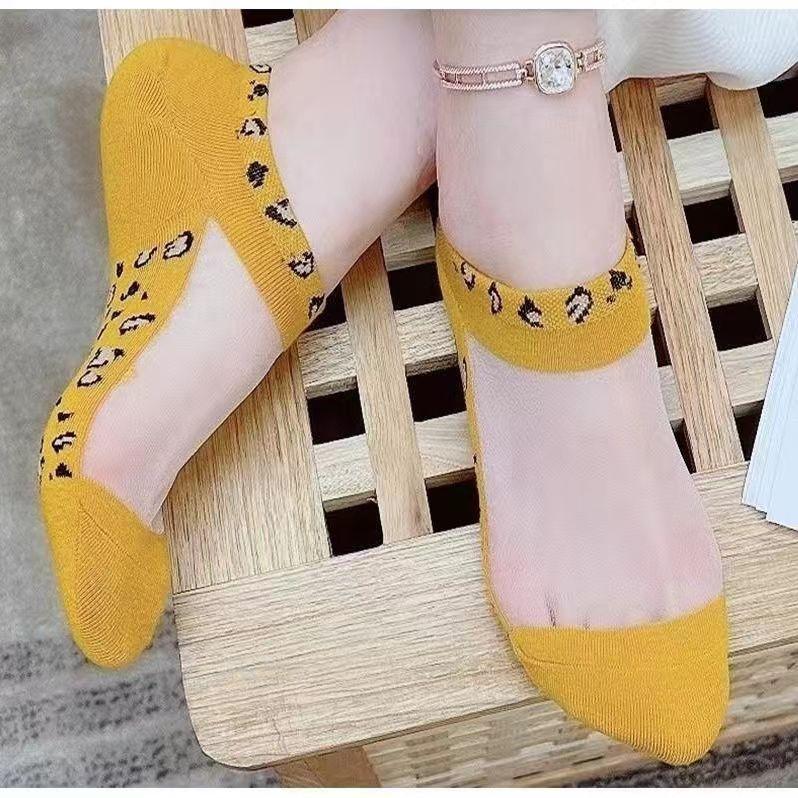 Vớ cho phụ nữ, thả nhanh, mỏng và thoáng khí, in họa tiết da báo, lụa pha lê, lụa thủy tinh vô hình, vớ thuyền, được sản xuất bởi một nhà sản xuất 8