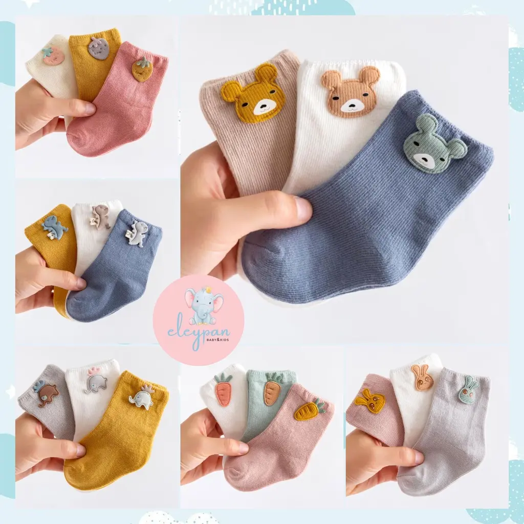 Set Kaus Kaki Anak Nyaman Cantik 3D Boneka (3pasang) / Kaos Kaki Bayi