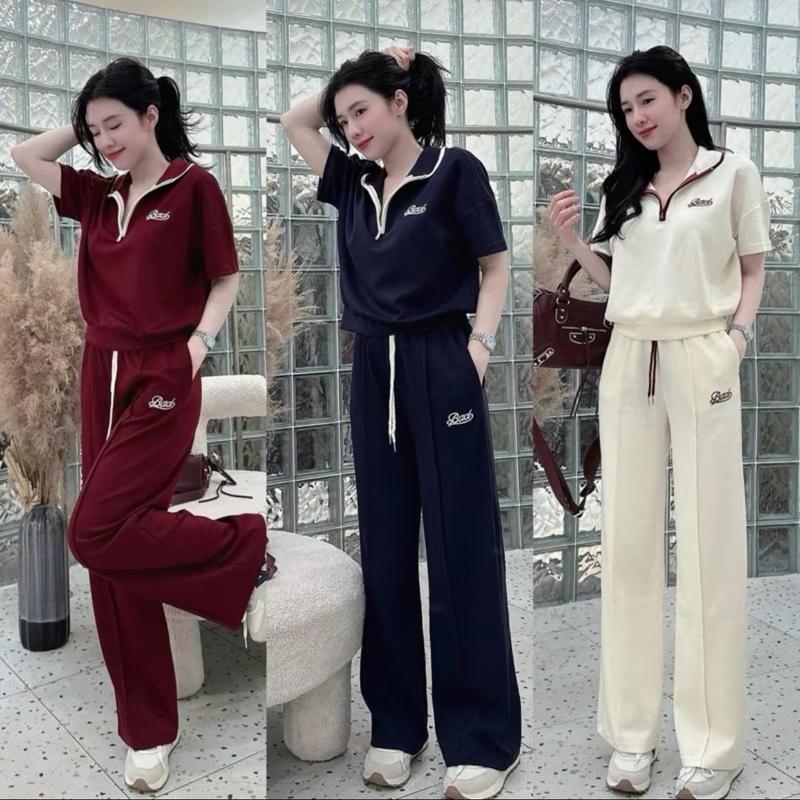 [Thêu BAD] Set áo tay ngắn quần dài chất Umi, trang phục nữ, mặc hàng ngày size S M L B725 0