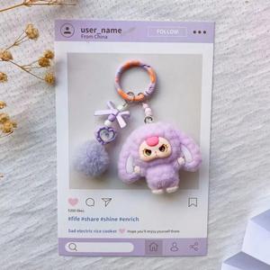 Aksesori DIY, Tiga Anak Patung Mewah Bayi, Rantai Kunci Zarah Kartun Comel, Loket Beg, Fesyen, Hiasan Gantung Kartun Kreatif Keychains Bead