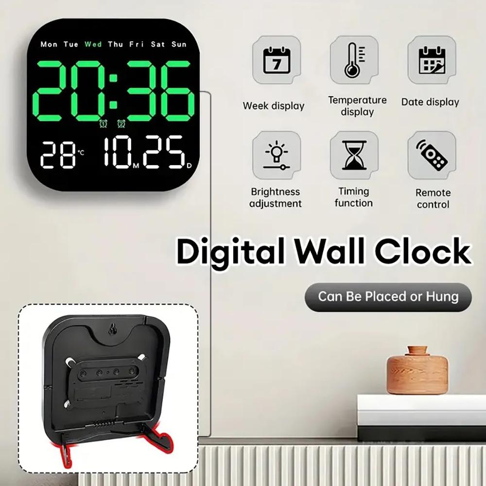 Intelligent Large Screen Digital Living Room Wall Clock with Remote Control, Battery Powered LED Wall Clock with Calendar Time and Temperature Display, Valentine's Day Gift, LED Alarm Clock, Digital Clock Decor Intelligent Large Screen Digital Living Room Wall Clock with Remote Control, Battery Powered LED Wall Clock with Calendar Time and Temperature Display, Valentine's Day Gift, LED Alarm Clock, Digital Clock Decor