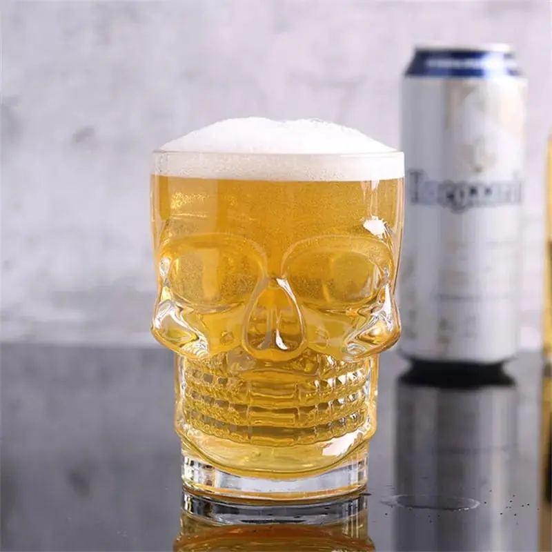 Gelas kaca 485ml tengkorak skeleton head beer bir mug 6