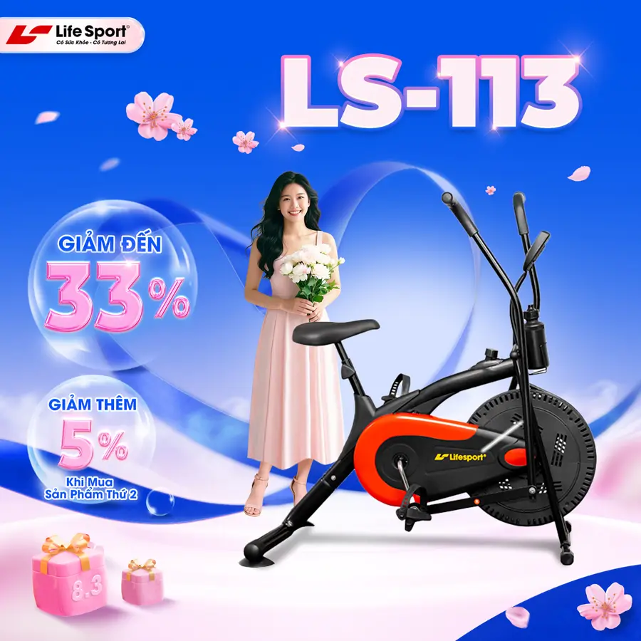 Xe Đạp Tập Thể Dục Lifesport Ls-113, Màn Hình Lcd Hiển Thị Rõ Ràng Quãng Đường Đạp, Tốc Độ Và Nhịp Tim, 8 Mức Kháng Lực Và Nhiều Tính Năng Hỗ Trợ Luyện Tập xe đạp  bộ