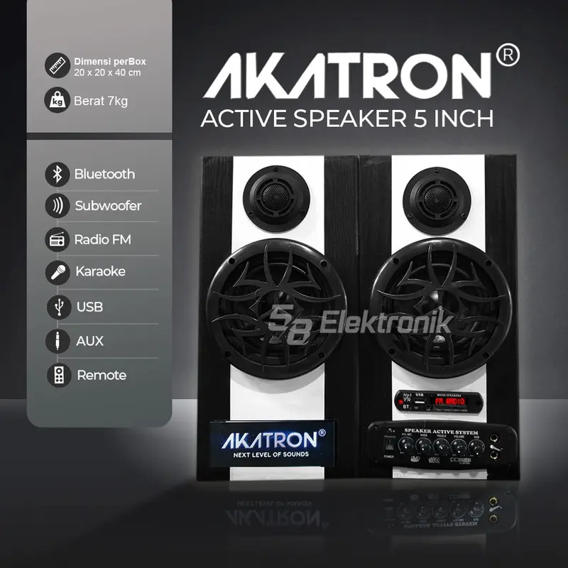 AKATRON 5000 -  5 inchi Speaker aktif subwoofer bluetooth sound dobel karaoke 5inch Bass 4