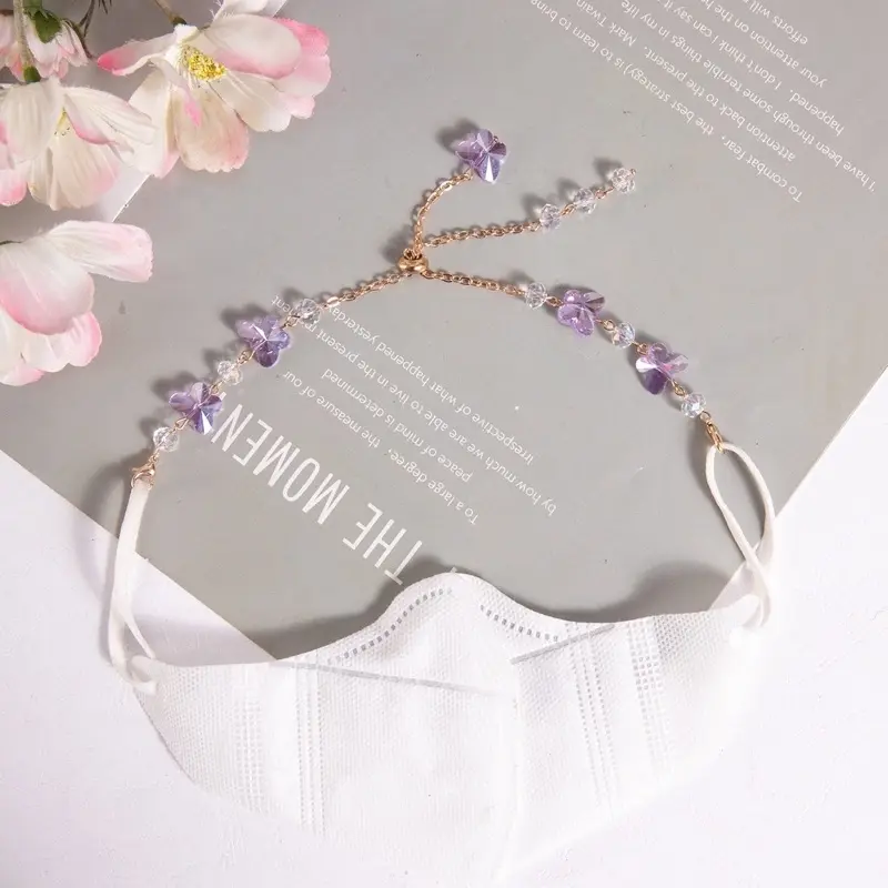 PREMIUM TALI MASKER RANTAI KOREA / TALI MASKER HEADLOOP / LANYARD MASKER / RANTAI MASKER KOREA / TALI MASKER ANAK FASHIONABLE / CONNECTOR MASK / KONEKTOR MASKER MUTIARA KRISTAL / PENGAIT MASKER HIJAB / STRAP MASKER 2IN1 6