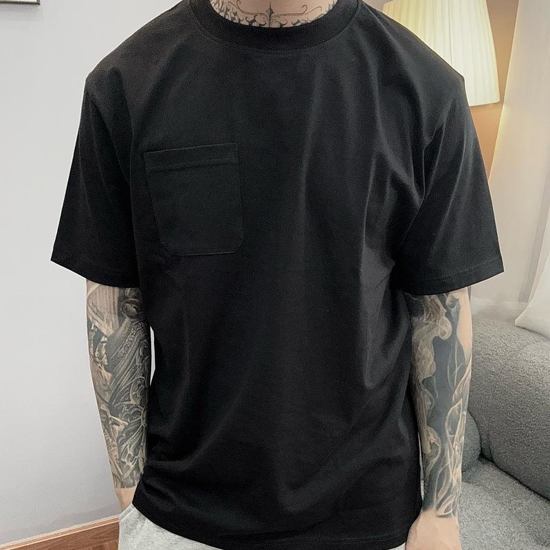 Áo thun trơn nam form regular fit đơn giản túi trước ngực 100% coton 2 chiều brand MASS STUDIO Cổ Tròn Menswear Cotton